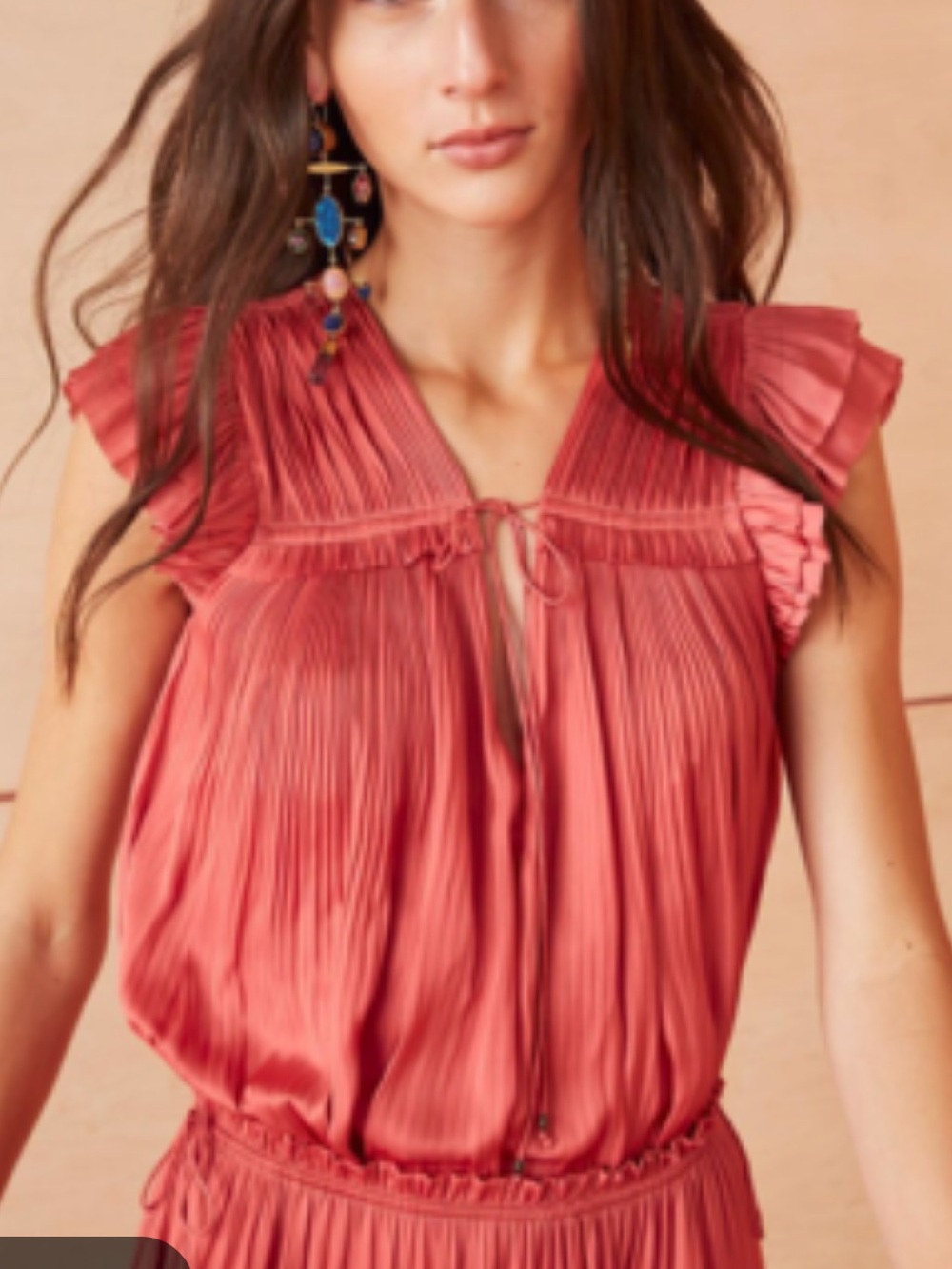 Ulla Johnson Coral Pleated Tie-Front Blouse size 6